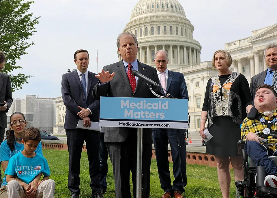 Doug Jones speaking at pro-Medicaid press conference. 02