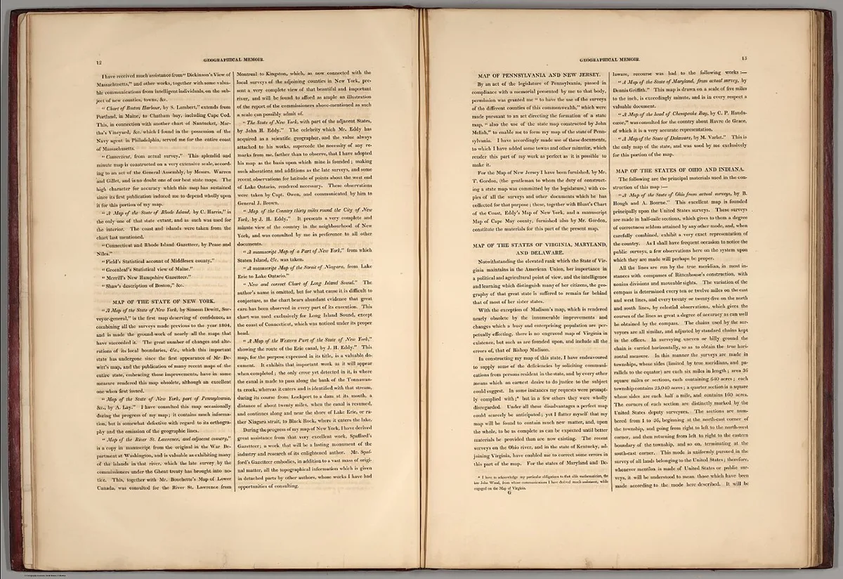 (Geographical Memoir, pgs. 12-13 in) A New American Atlas Containing Maps Of The Several States of the North American Union (IA dr geographical-memoir-pgs-12-13-in-a-new-american-atlas-containing-maps-o-5022011)