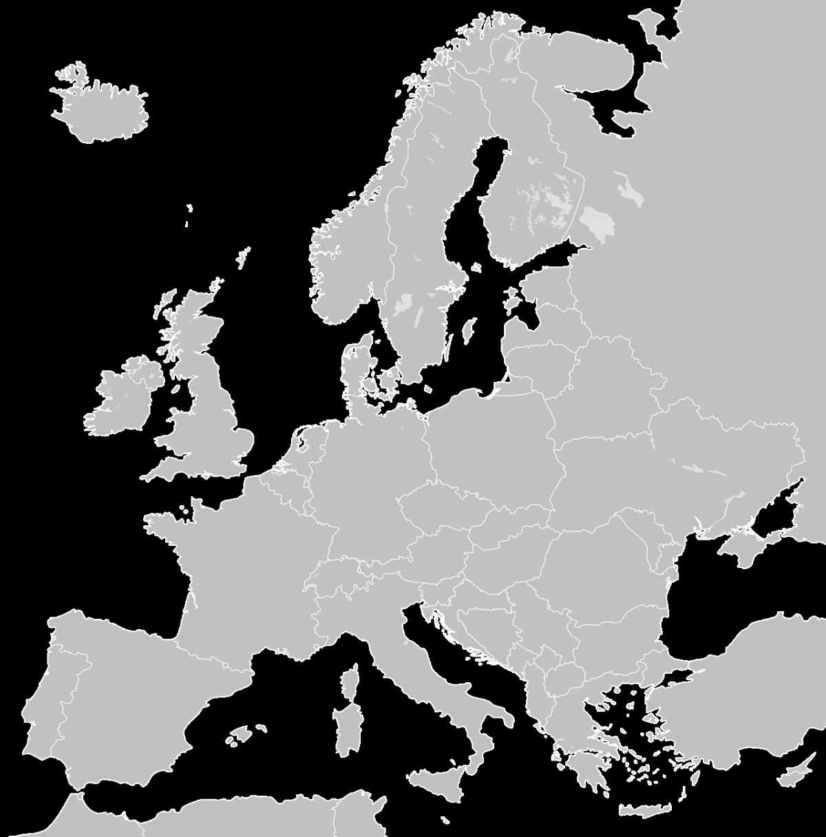 Europe blank map with Kosovo