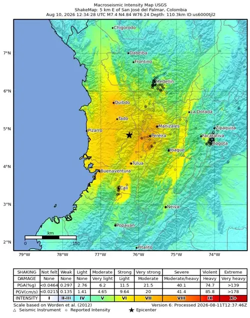7.4 Earthquake Hammers Western Colombia, Injures Unknown Numbers in Quibdó