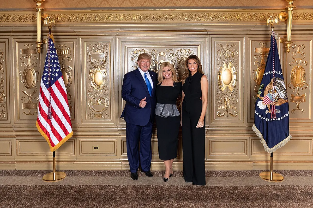 President Donald Trump, First Lady Melania Trump, and Kolinda Grabar-Kitarović