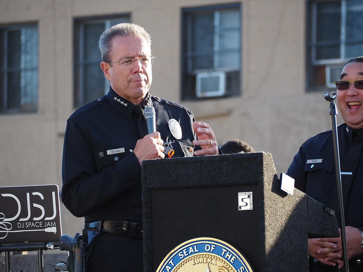 LAPD Chief Michel Moore speaks at South L.A. rally to end gun violence
