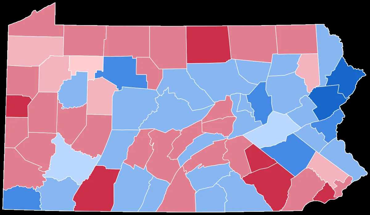 1880 United States presidential election in Pennsylvania results map by county