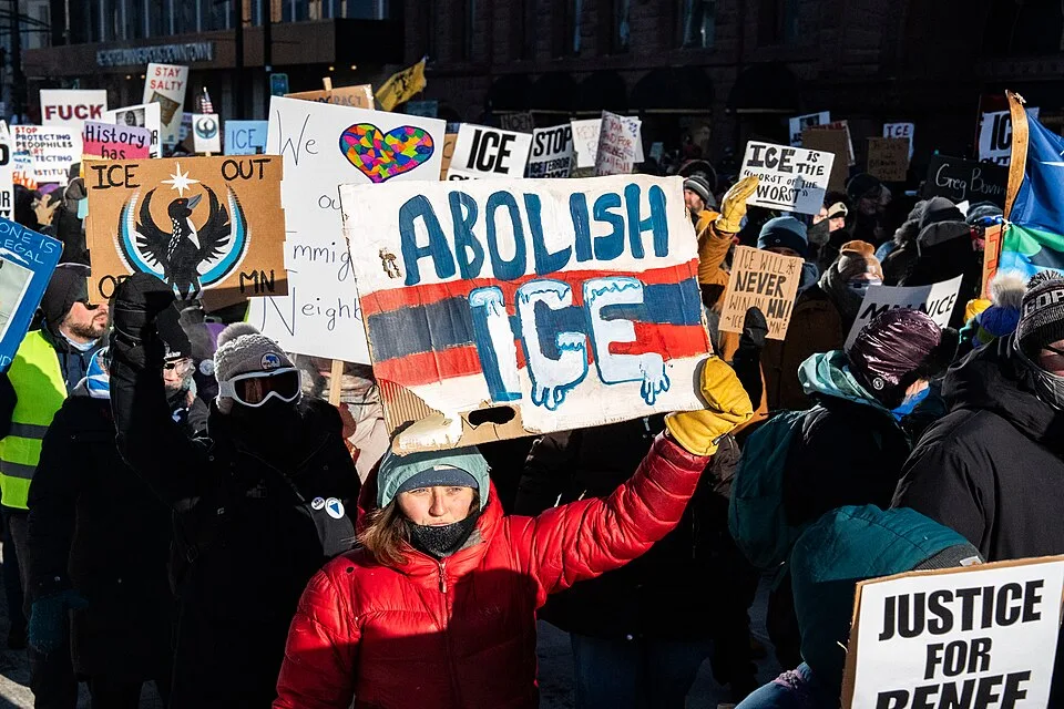 Abolish ICE Protest Sign in Minneapolis