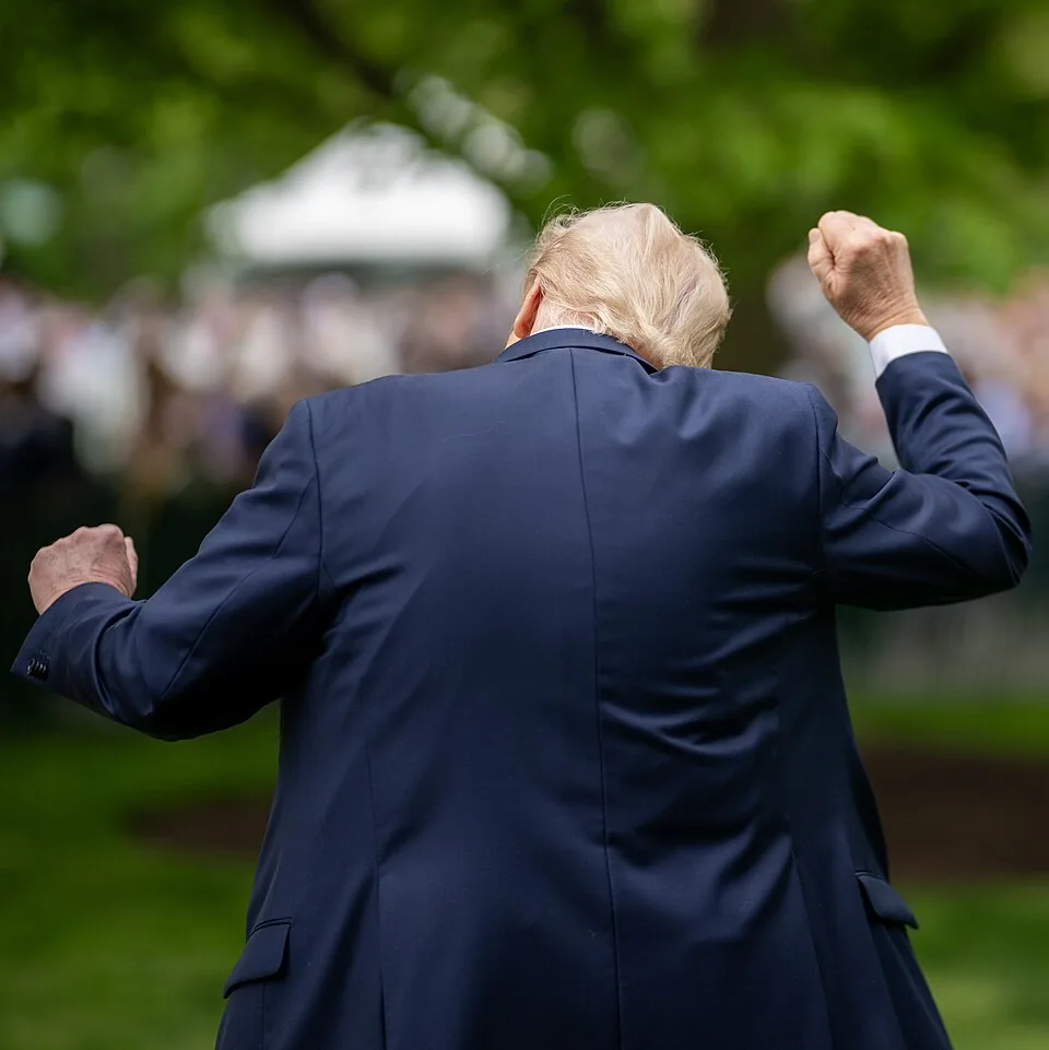 Donald Trump at White House Easter Egg Roll, Monday, April 21, 2025 on the South Lawn (cropped)