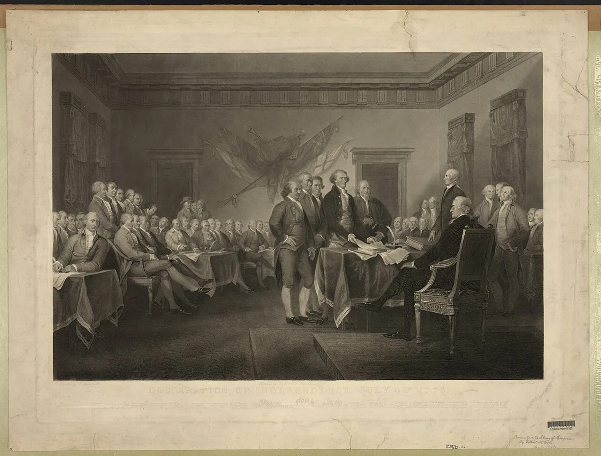 Declaration of Independence, July 4th, 1776 - painted by J. Trumbull ; engraved by W.L. Ormsby, N.Y. LCCN96521535