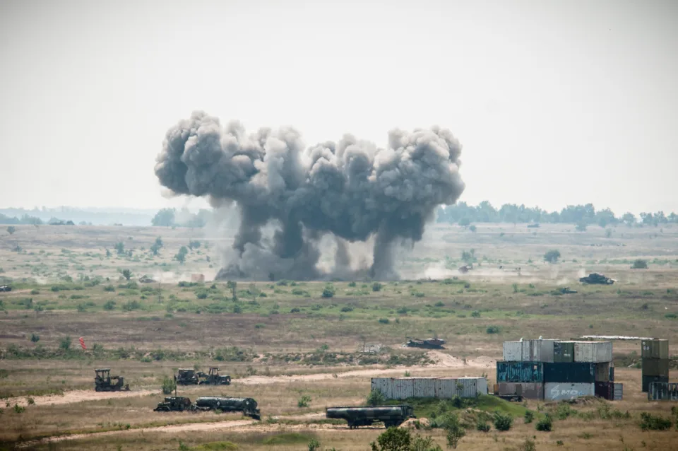 A-10 Thunderbolt II drops live Mk 82, 500lb bombs on the Grayling Aerial Gunnery Range during Exercise Northern Strike 2014