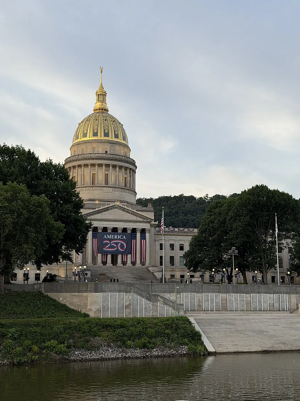 West Virginia State Capitol Building with America250 Flag