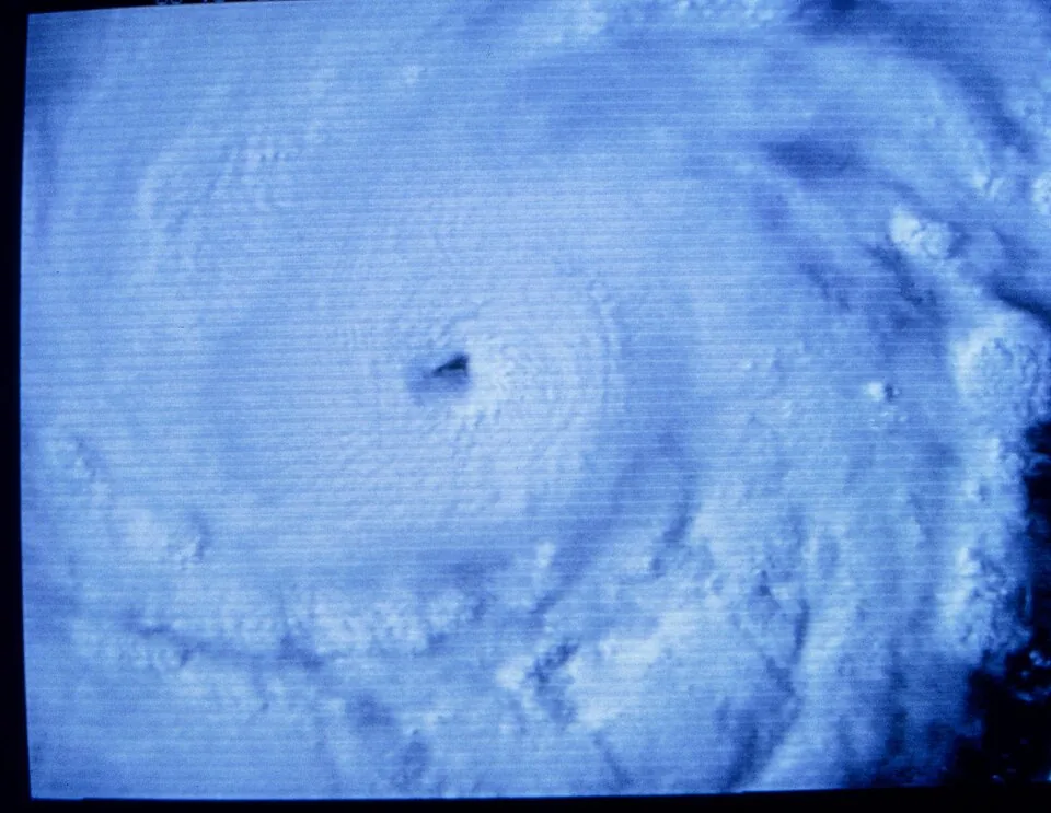Probably Hurricane Gilbert in the Gulf of Mexico west of the Yucatan Peninsula (2268-396)