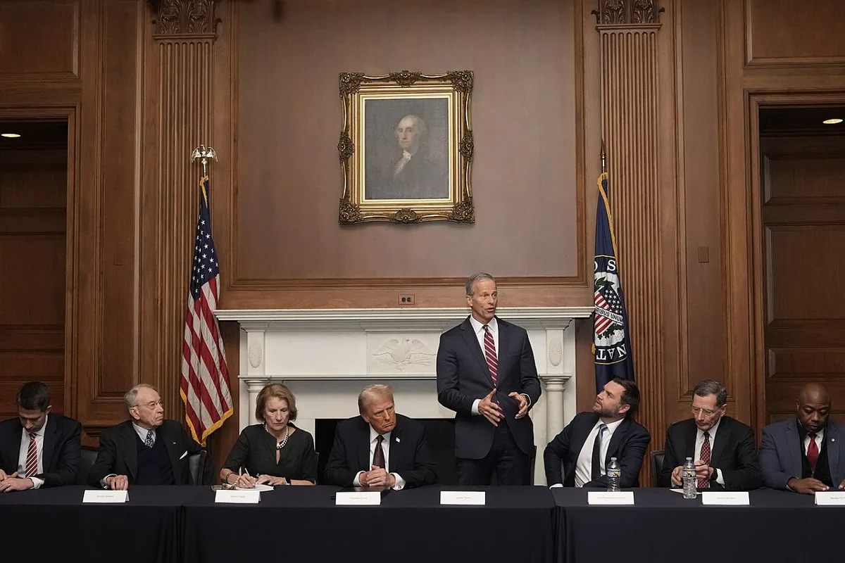 President Donald Trump and Senator John Thune at the United States Senate