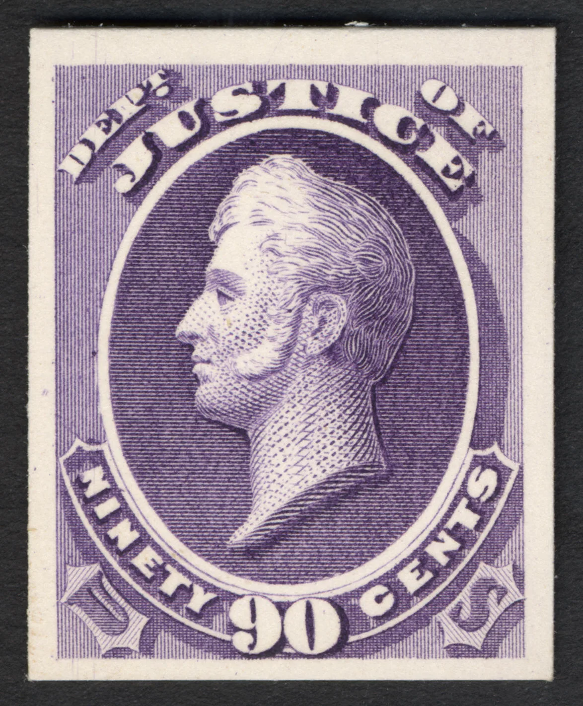 90c Commodore Oliver Hazard Perry Justice Department card plate proof 1893