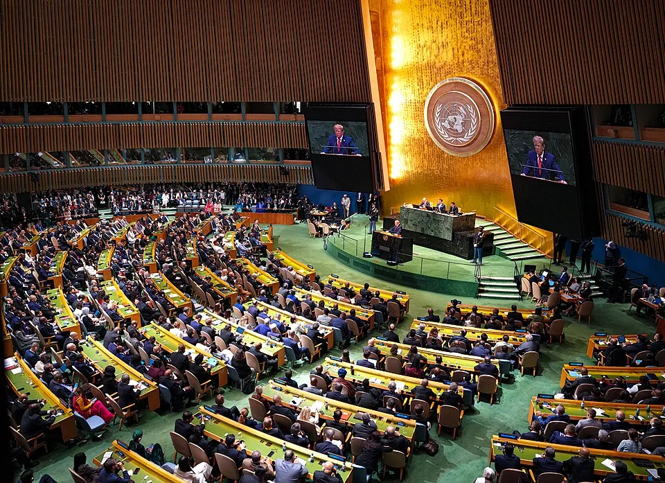 Secretary Rubio Listens as President Trump Speaks before the UN General Assembly (55544711014)
