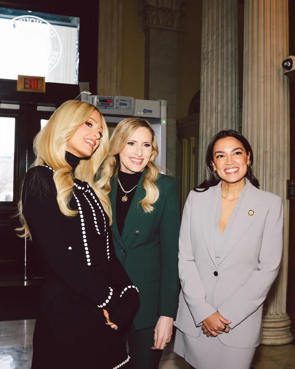AOC, Paris Hilton, and Laurel Lee following the Senate passage of the DEFIANCE Act