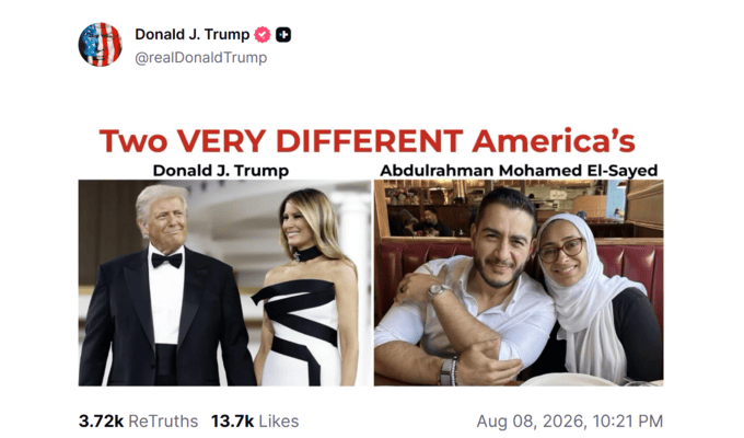 Trump's Truth Social Post Accidentally Proving the Wrong Point